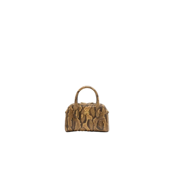Python Embossed Micro MA Bowling Bag in Brown