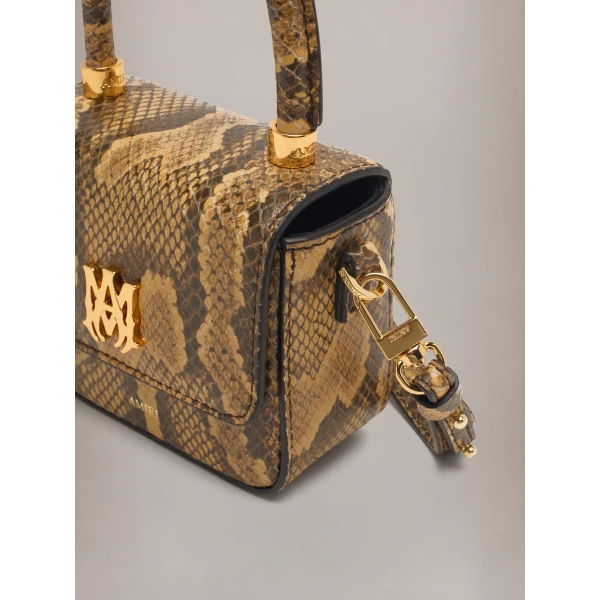 Amiri Python Embossed Nano MA Bag in Brown, view 4 | Mini Bags | Luxury Shoes 