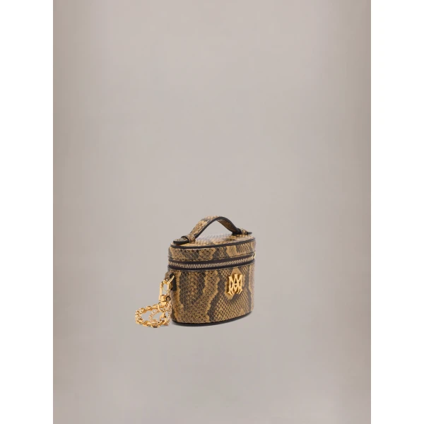 Amiri Python Embossed Nano Vanity Bag in Brown, view 3 | Mini Bags | Luxury Shoes 