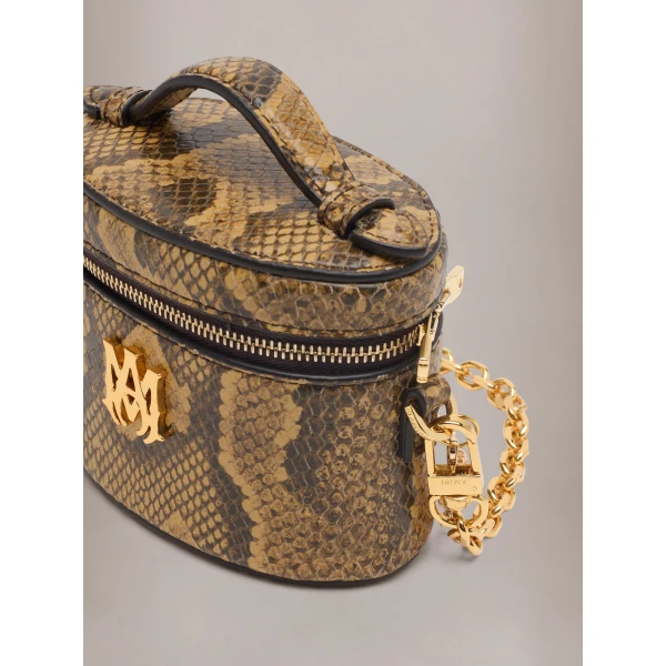 Amiri Python Embossed Nano Vanity Bag in Brown, view 4 | Mini Bags | Luxury Shoes 