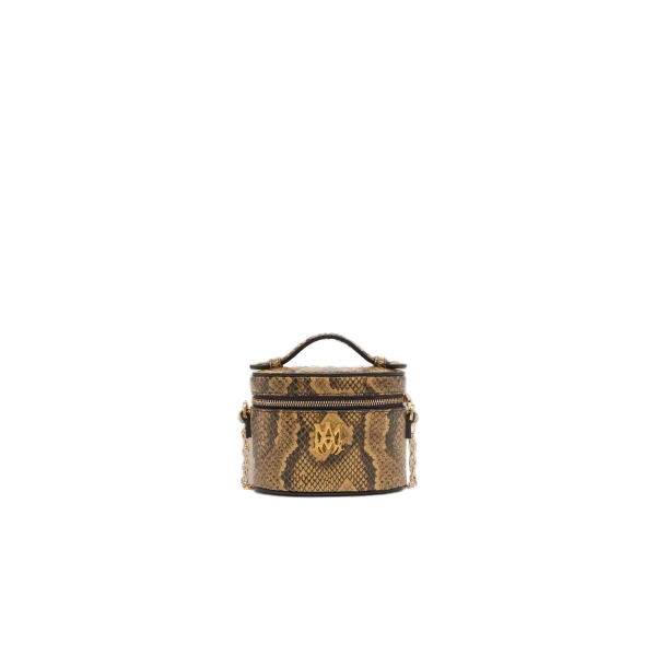 Python Embossed Nano Vanity Bag in Brown