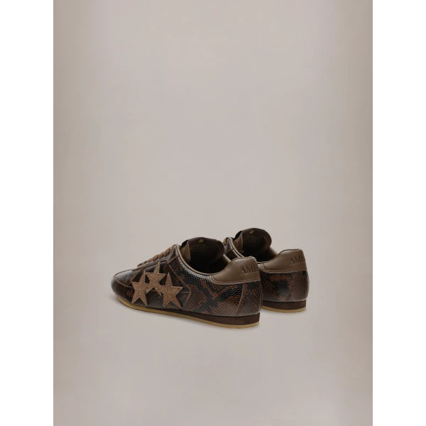 Amiri Python Embossed Pacific Flat Sneakers in Brown, view 4 | Sneakers | Luxury Shoes 
