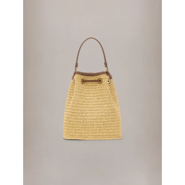 Amiri Raffia Micro MA Bucket Bag in Natural, view 2 | Bucket Bags | Luxury Shoes 