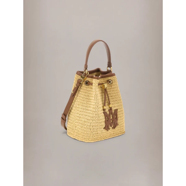 Amiri Raffia Micro MA Bucket Bag in Natural, view 3 | Bucket Bags | Luxury Shoes 