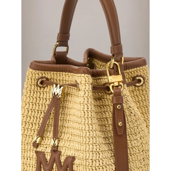 Amiri Raffia Micro MA Bucket Bag in Natural, view 4 | Bucket Bags | Luxury Shoes 