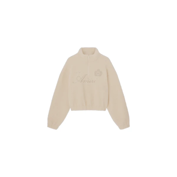 Script Fleece Pullover in Alabaster