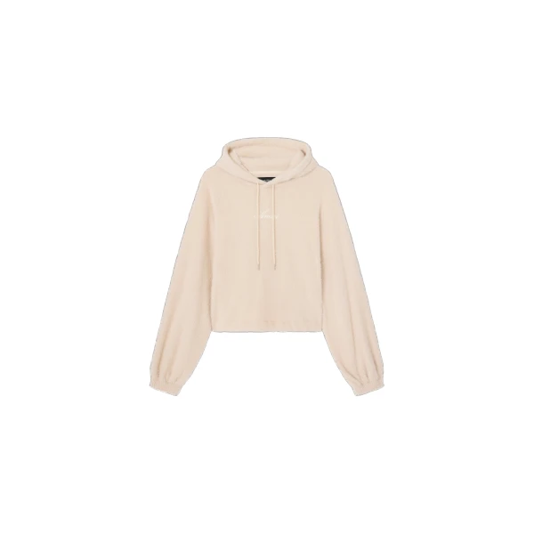 Script Furry Hoodie in Alabaster