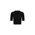 Amiri Script Rib Knit Short Sleeve Polo in Black Amiri Script Rib Knit Short Sleeve Polo in Black | Tops | Luxury Shoes