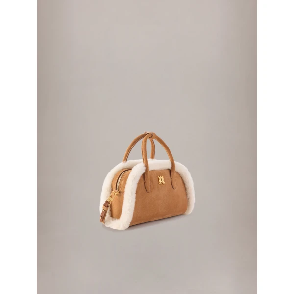 Amiri Shearling MA Bowling Bag in Sand, view 3 | Totes & Top-Handle Bags | Luxury Shoes 