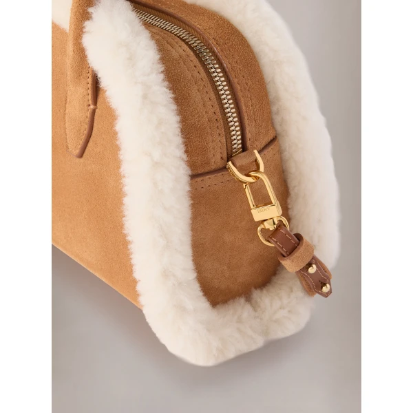 Amiri Shearling MA Bowling Bag in Sand, view 4 | Totes & Top-Handle Bags | Luxury Shoes 