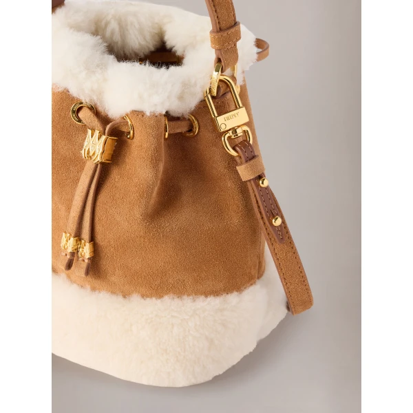 Amiri Shearling Micro MA Bucket Bag in Sand, view 4 | Bucket Bags | Luxury Shoes 