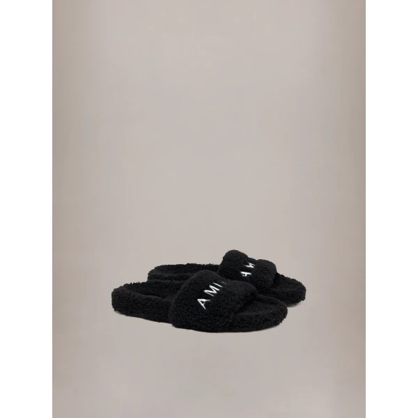 Amiri Shearling Slide in Black, view 2 | Flip Flops & Slides | Luxury Shoes 