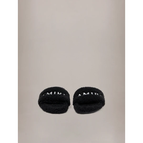 Amiri Shearling Slide in Black, view 3 | Flip Flops & Slides | Luxury Shoes 