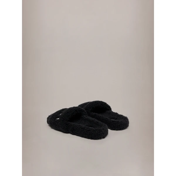 Amiri Shearling Slide in Black, view 4 | Flip Flops & Slides | Luxury Shoes 