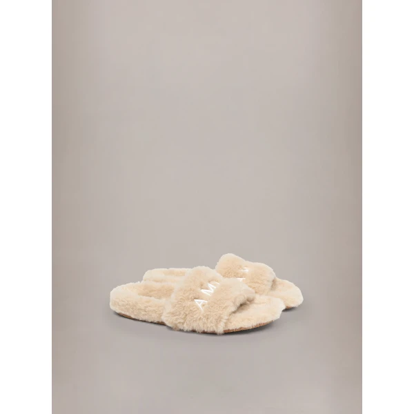 Amiri Shearling Slide in Natural, view 2 | Flip Flops & Slides | Luxury Shoes 