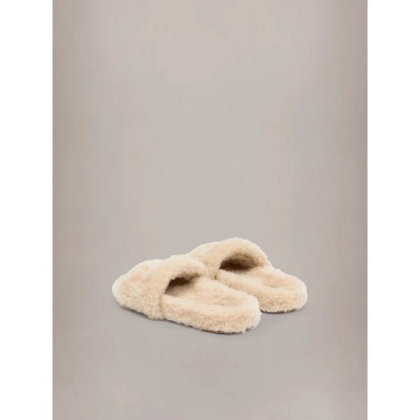 Amiri Shearling Slide in Natural, view 4 | Flip Flops & Slides | Luxury Shoes 