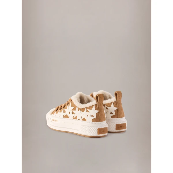 Amiri Shearling Stars Court Low Sneakers in Tan, view 4 | Sneakers | Luxury Shoes 