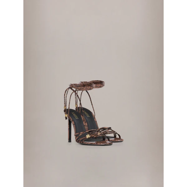 Amiri Snake MA Heeled Sandal in Brown, view 2 | Sandals | Luxury Shoes 