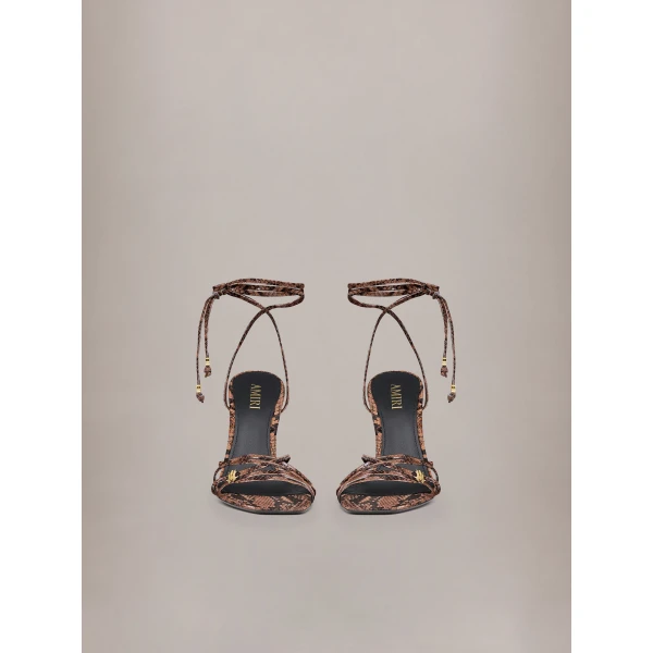 Amiri Snake MA Heeled Sandal in Brown, view 3 | Sandals | Luxury Shoes 