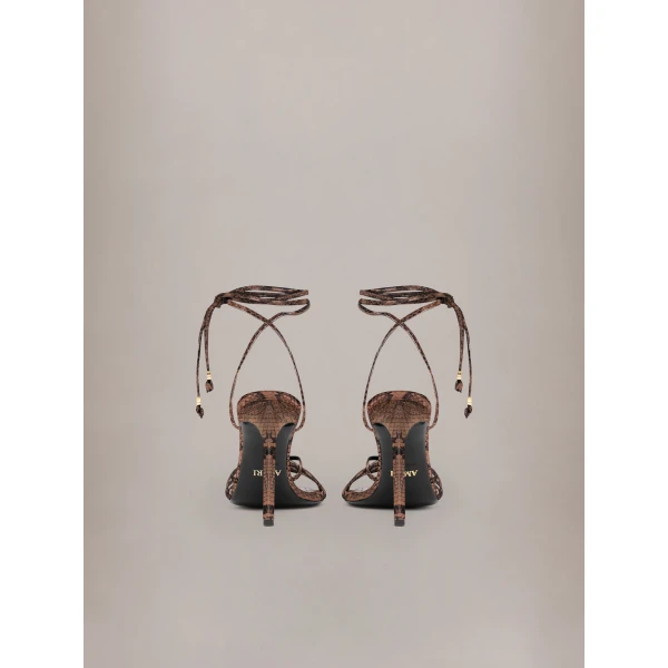 Amiri Snake MA Heeled Sandal in Brown, view 4 | Sandals | Luxury Shoes 