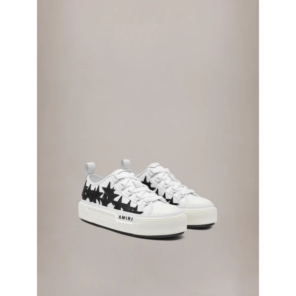 Amiri Stars Court Low Sneakers in White Black, view 2 | Sneakers | Luxury Shoes 