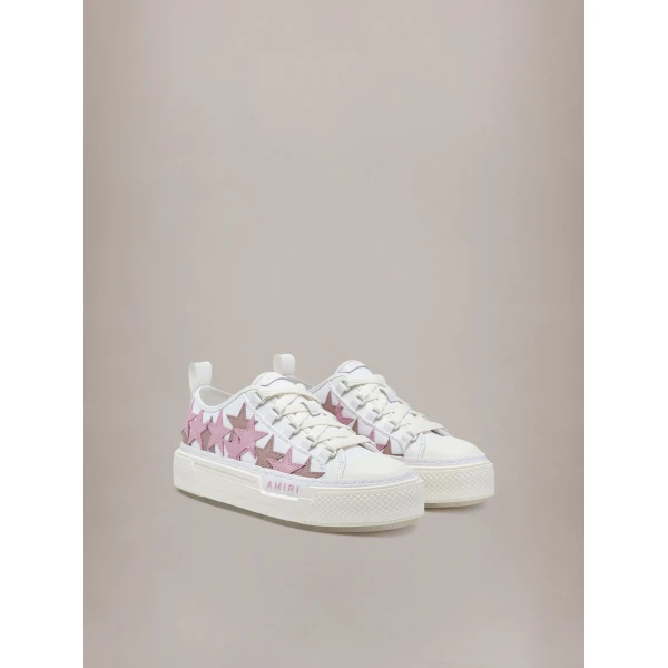 Amiri Stars Court Low Sneakers in White Pink, view 2 | Sneakers | Luxury Shoes 