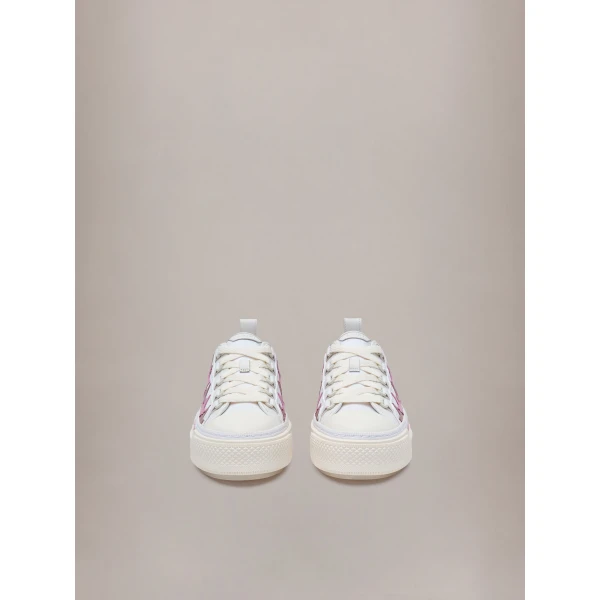 Amiri Stars Court Low Sneakers in White Pink, view 3 | Sneakers | Luxury Shoes 