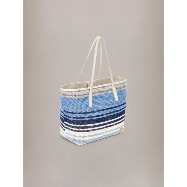 Amiri Striped Canvas Tote in Blue, view 3 | Totes & Top-Handle Bags | Luxury Shoes 