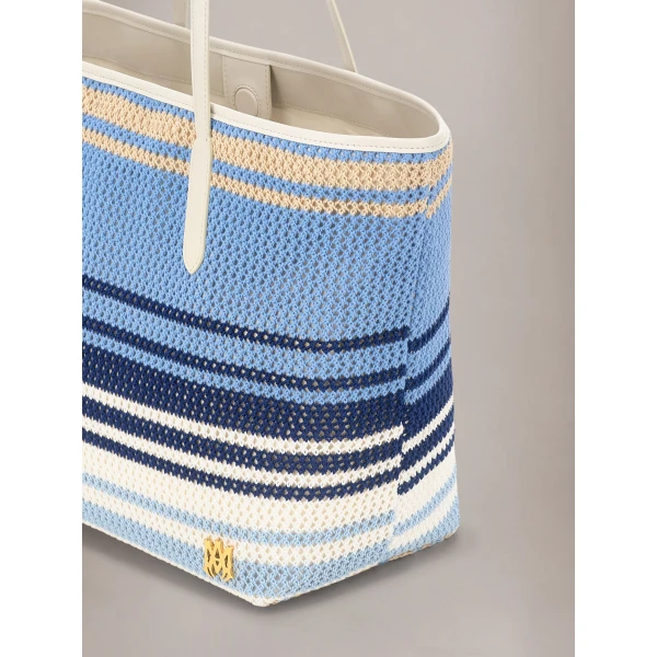 Amiri Striped Canvas Tote in Blue, view 4 | Totes & Top-Handle Bags | Luxury Shoes 