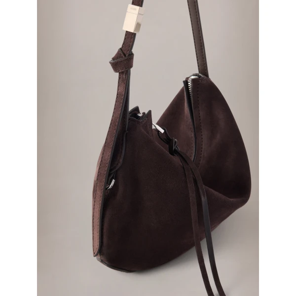 Amiri Suede Baby Biscotto Bag in Dark Brown, view 4 | Shoulder & Crossbody Bags | Luxury Shoes 