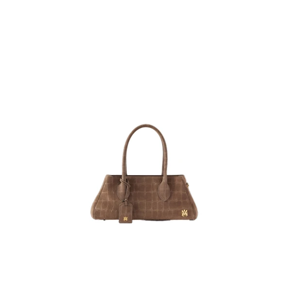 Suede Croc Honey 40 Shoulder Bag in Dark Brown
