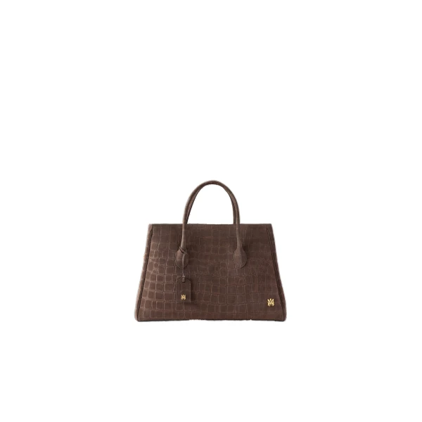 Suede Croc Honey 50 Tote in Dark Brown
