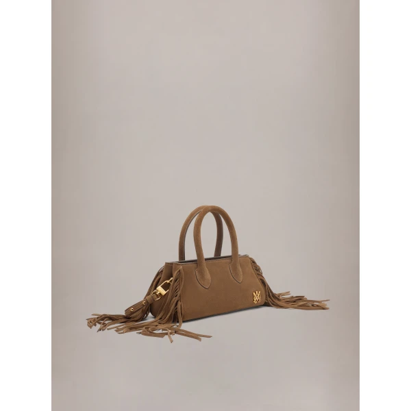 Amiri Suede Fringe Micro Honey Bag in Brown, view 3 | Mini Bags | Luxury Shoes 