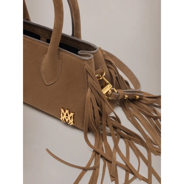 Amiri Suede Fringe Micro Honey Bag in Brown, view 4 | Mini Bags | Luxury Shoes 