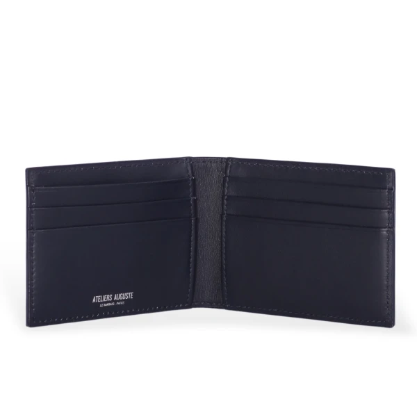 Ateliers Auguste Cléry Slim Wallet in Navy Smooth Leather, view 2