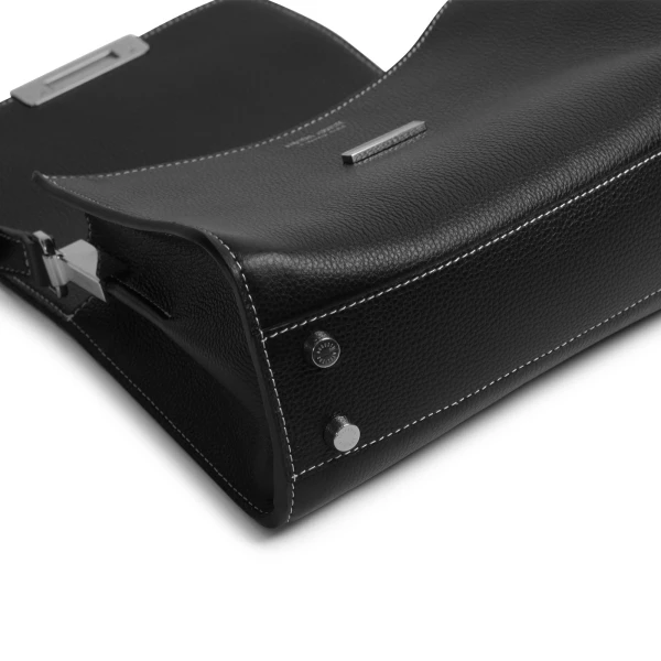 Ateliers Auguste Mini Amelot Silver Edition in Black Pebble Leather, view 4