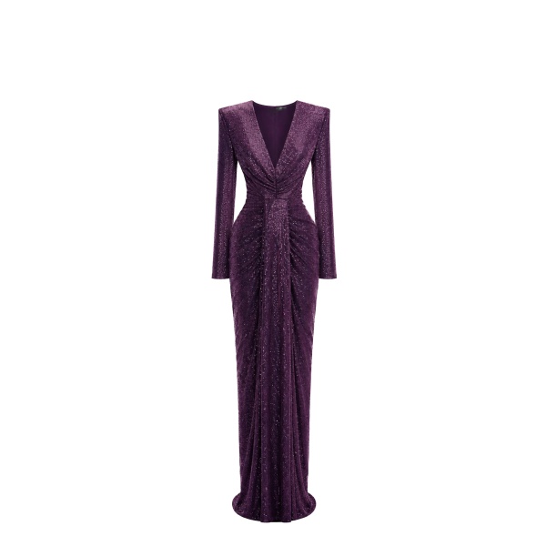 Avaro Figlio Amethyst Royal Purple Crystal Gown