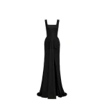 Avaro Figlio Arabella Black Crystal Ruched Mermaid Gown