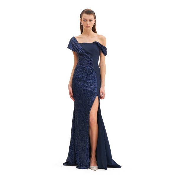Avaro Figlio Asymmetric Draped Maxi Dress With Slit