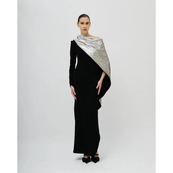 Avaro Figlio Axis One-Shoulder Sequin Gown, view 2