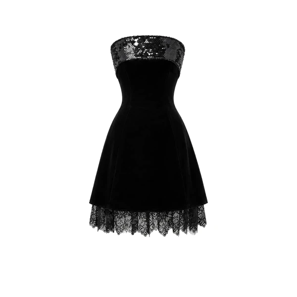 Bella Strapless Velvet Sequin Mini Dress