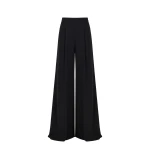 Avaro Figlio Bianca High-Waist Pleated Black Cady Trousers