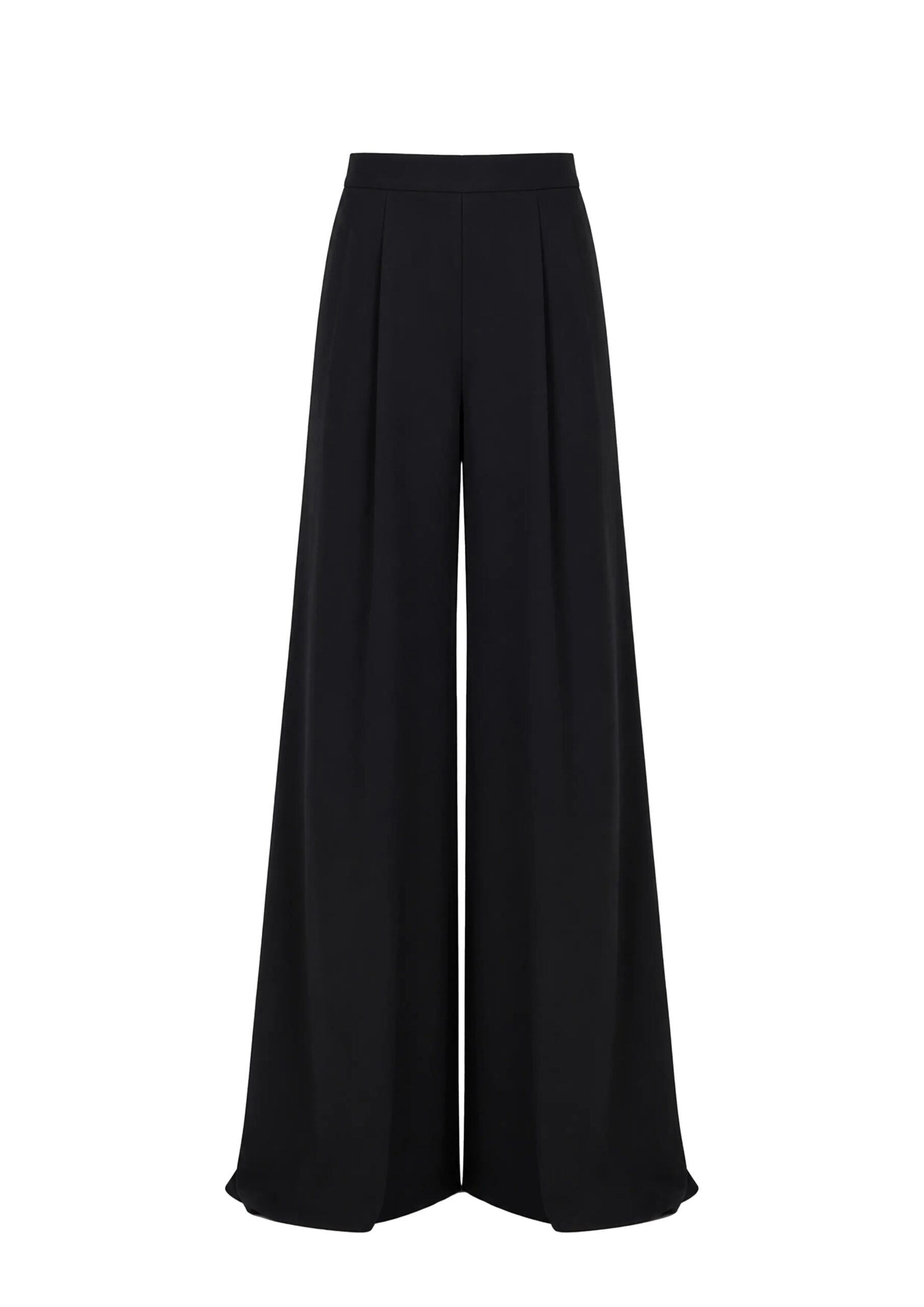 Avaro Figlio Bianca High-Waist Pleated Black Cady Trousers in Black
