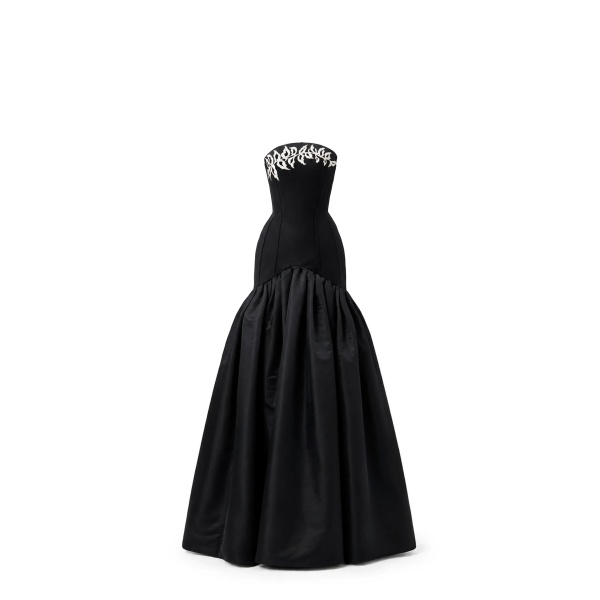 Avaro Figlio Black Corset Ball Gown with Lace