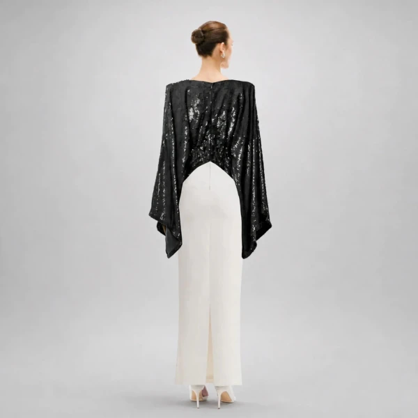 Avaro Figlio Black Sequin Kimono Dress, view 4