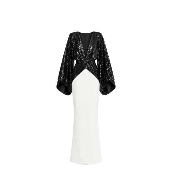 Avaro Figlio Black Sequin Kimono Dress