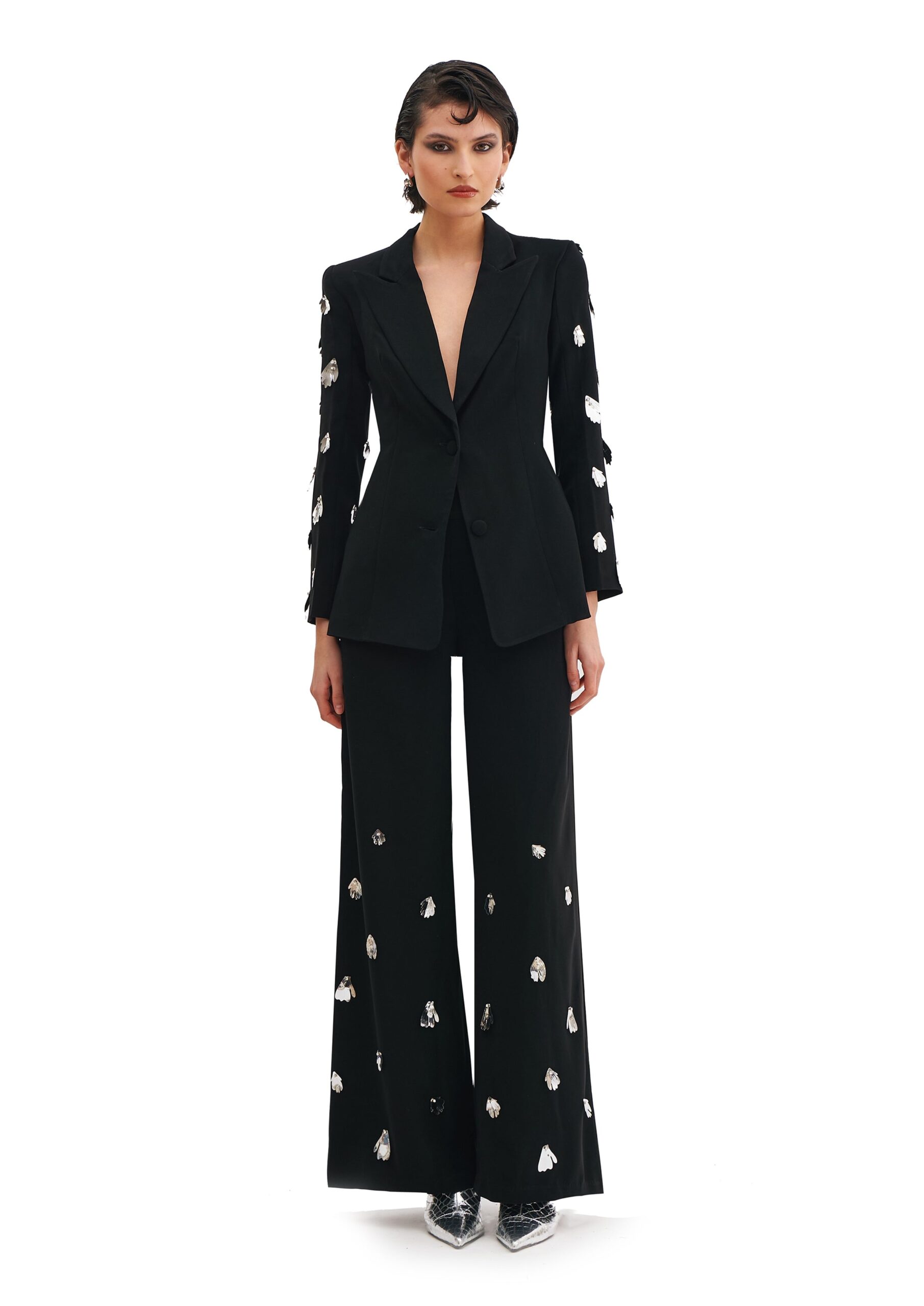 Avaro Figlio Blazer With Silver Ivy in Black