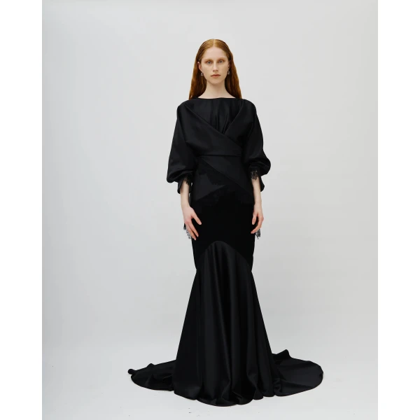 Avaro Figlio Clepsidra Long Black Cady Skirt, view 2