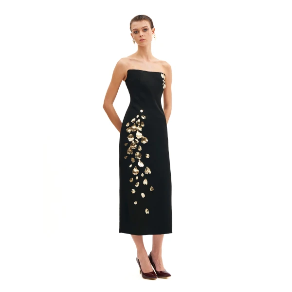 Avaro Figlio Corseted Tube Dress With Foglia d'Oro, view 2