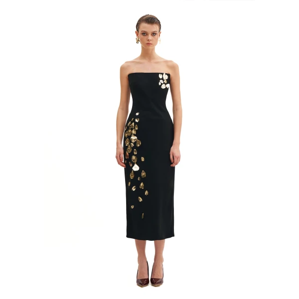 Avaro Figlio Corseted Tube Dress With Foglia d'Oro